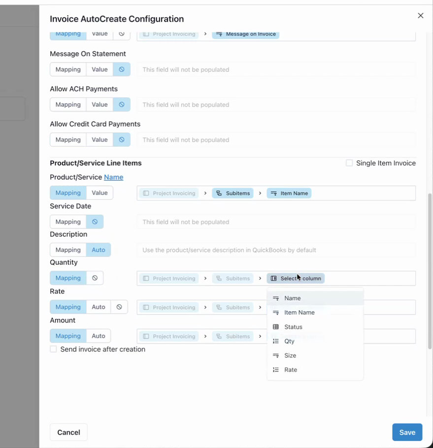 Item status changed to the trigger value