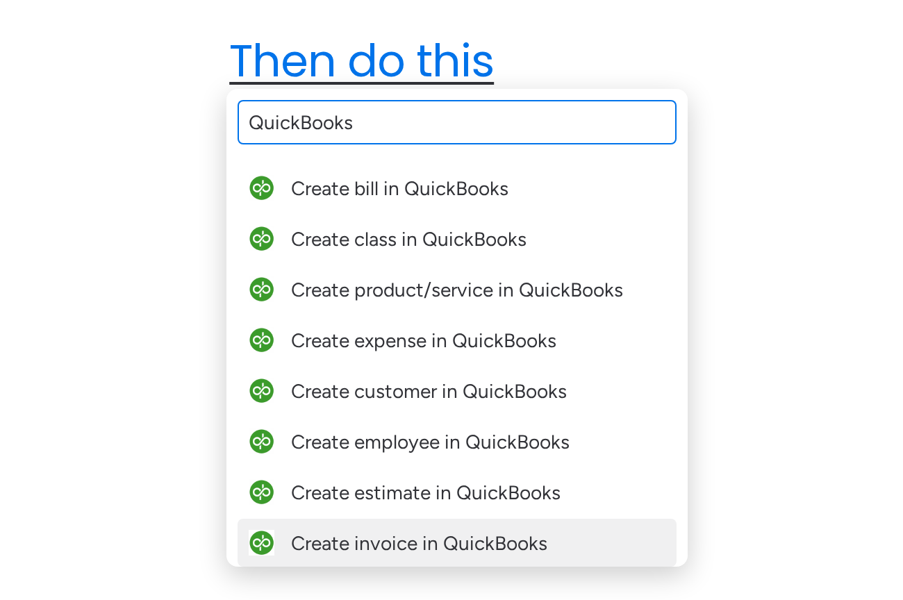 QuickBooks Complete actions in the monday automation builder