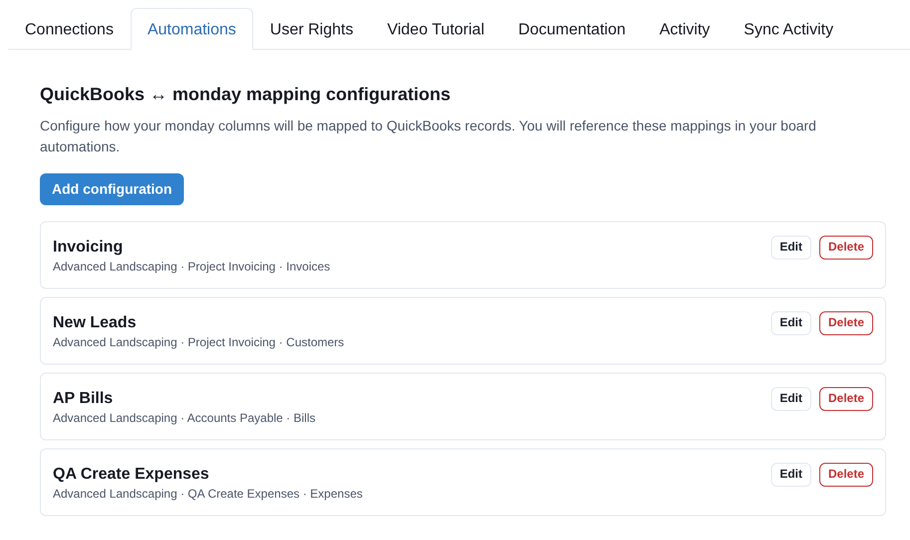 Automations tab