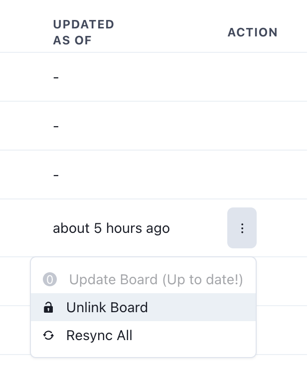 Connection row context menu